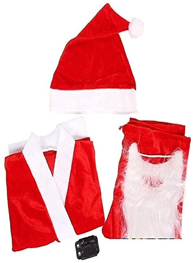 Lilone 5 Piece Santa Clause Christmas Day Costume & Fancy Dress | Jacket, Trouser, Belt Cap & Beard | Free Size (0 to 3) - Image 1